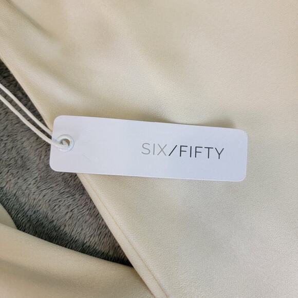 Six/Fifty Blouse Large Satin Peplum Puff Sleeve Coquette - Picture 6 of 7